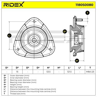 Strut Support Bearing Front RIDEX 1180S0080 1180S0080 - photo 5
