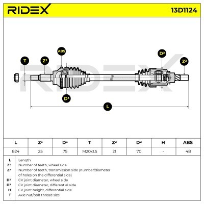 Drive Shaft RIDEX 13D1124 13D1124 - photo 7
