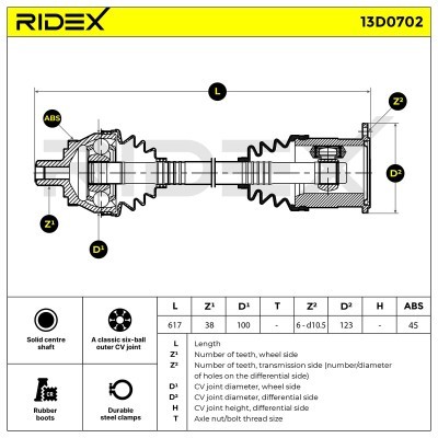 Drive Shaft RIDEX 13D0702 13D0702 - photo 7