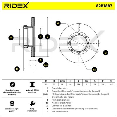 Brake Disc RIDEX 82B1887 82B1887 - photo 6