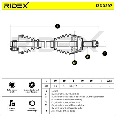 Drive Shaft RIDEX 13D0297 13D0297 - photo 4