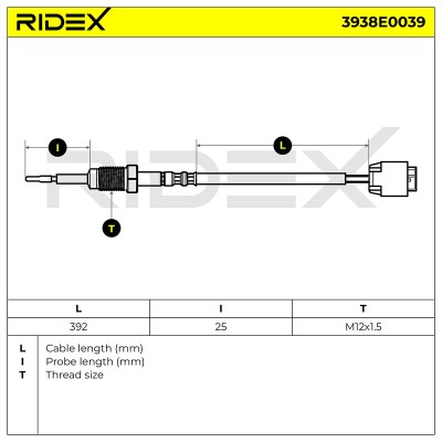 Exhaust gas temperature sensor RIDEX 3938E0039 3938E0039 - photo 6