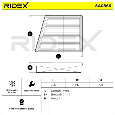 Air Filter RIDEX 8A0866 8A0866 - photo 6