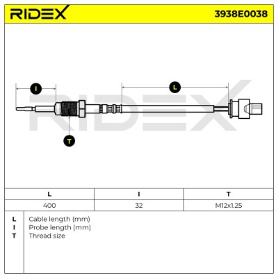 Exhaust gas temperature sensor RIDEX 3938E0038 3938E0038 - photo 6