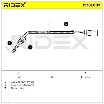 Exhaust gas temperature sensor RIDEX 3938E0117 3938E0117 - photo 5
