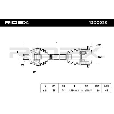Drive Shaft RIDEX 13D0023 13D0023 - photo 4