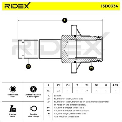 Drive Shaft RIDEX 13D0334 13D0334 - photo 5