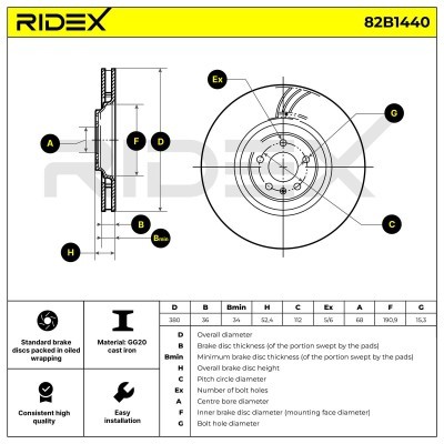 Brake Disc RIDEX 82B1440 82B1440 - photo 5
