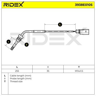 Exhaust gas temperature sensor RIDEX 3938E0105 3938E0105 - photo 6