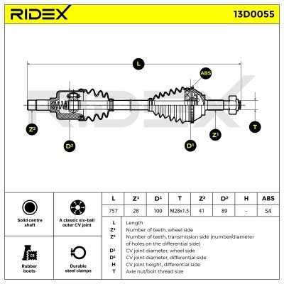 Drive Shaft RIDEX 13D0055 13D0055 - photo 3