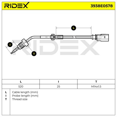 Exhaust gas temperature sensor RIDEX 3938E0578 3938E0578 - photo 6
