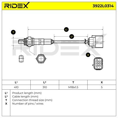 Lambda (Oxygen) Sensor RIDEX 3922L0314 3922L0314 - photo 5