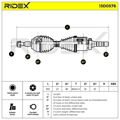 Drive Shaft RIDEX 13D0576 13D0576 - photo 6