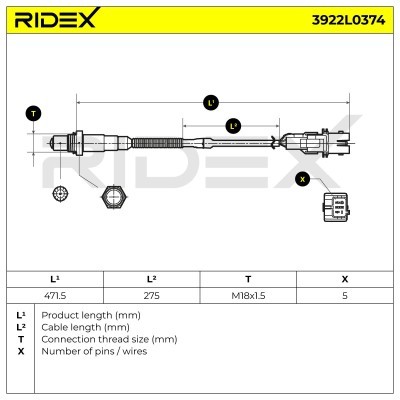 Lambda (Oxygen) Sensor RIDEX 3922L0374 3922L0374 - photo 6
