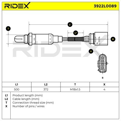 Lambda (Oxygen) Sensor RIDEX 3922L0089 3922L0089 - photo 5