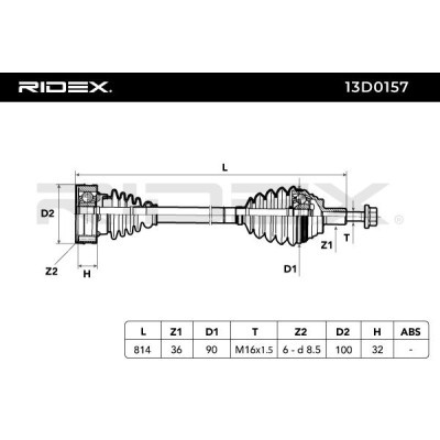 Drive Shaft RIDEX 13D0157 13D0157 - photo 6