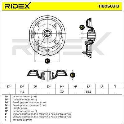 Strut Support Bearing Front RIDEX 1180S0313 1180S0313 - photo 5