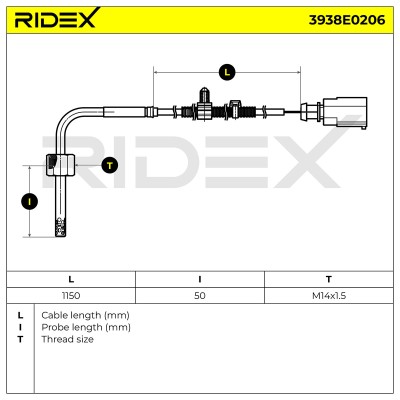 Exhaust gas temperature sensor RIDEX 3938E0206 3938E0206 - photo 5