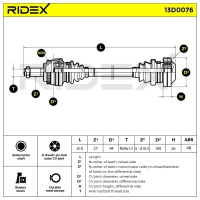 Drive Shaft RIDEX 13D0076 13D0076 - photo 3