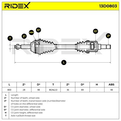 Drive Shaft RIDEX 13D0803 13D0803 - photo 7