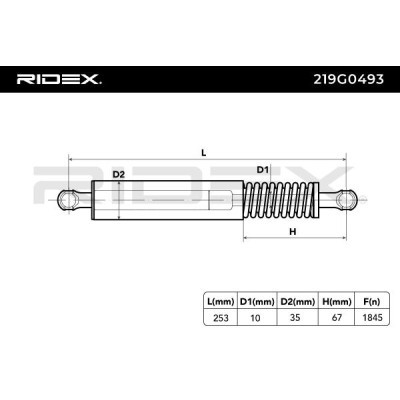 Gas Spring, boot-/cargo area RIDEX 219G0493 219G0493 - photo 8