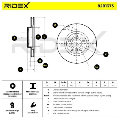 Brake Disc RIDEX 82B1373 82B1373 - photo 5