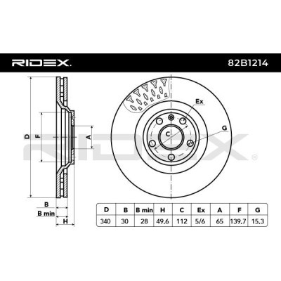 Brake Disc RIDEX 82B1214 82B1214 - photo 5