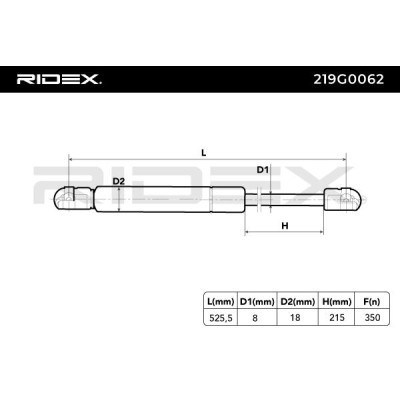 Gas Spring, boot-/cargo area RIDEX 219G0062 219G0062 - photo 7