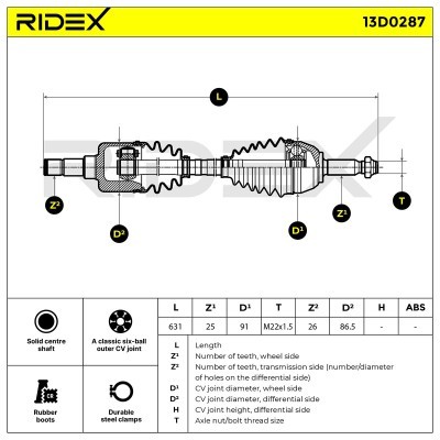 Drive Shaft RIDEX 13D0287 13D0287 - photo 8