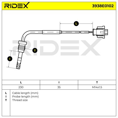 Exhaust gas temperature sensor RIDEX 3938E0102 3938E0102 - photo 6