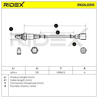 Lambda (Oxygen) Sensor RIDEX 3922L0310 3922L0310 - photo 6