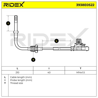 Exhaust gas temperature sensor RIDEX 3938E0522 3938E0522 - photo 6