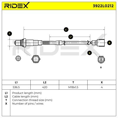 Lambda (Oxygen) Sensor RIDEX 3922L0212 3922L0212 - photo 6