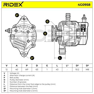 Alternator RIDEX 4G0958 4G0958 - photo 5