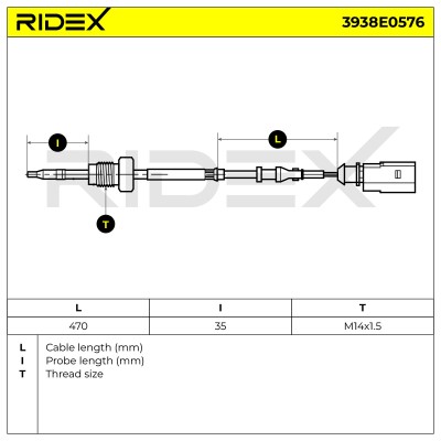 Exhaust gas temperature sensor RIDEX 3938E0576 3938E0576 - photo 7