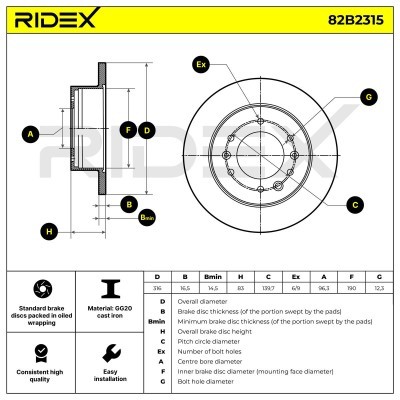 Brake Disc RIDEX 82B2315 82B2315 - photo 6