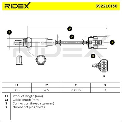 Lambda (Oxygen) Sensor RIDEX 3922L0130 3922L0130 - photo 7