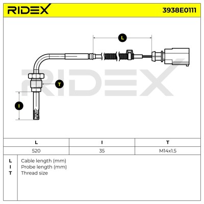 Exhaust gas temperature sensor RIDEX 3938E0111 3938E0111 - photo 5