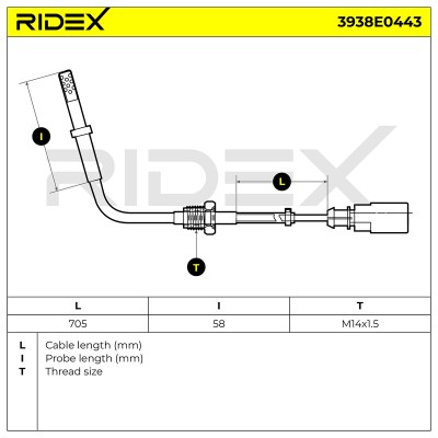 Exhaust gas temperature sensor RIDEX 3938E0443 3938E0443 - photo 6