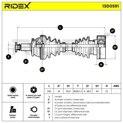 Drive Shaft RIDEX 13D0591 13D0591 - photo 7