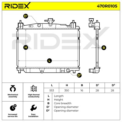 Radiator, Engine Cooling RIDEX 470R0105 470R0105 - photo 6
