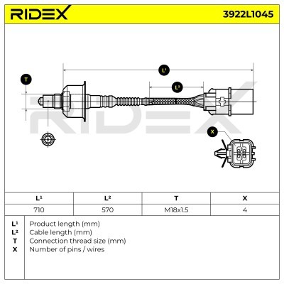 Lambda (Oxygen) Sensor RIDEX 3922L1045 3922L1045 - photo 3