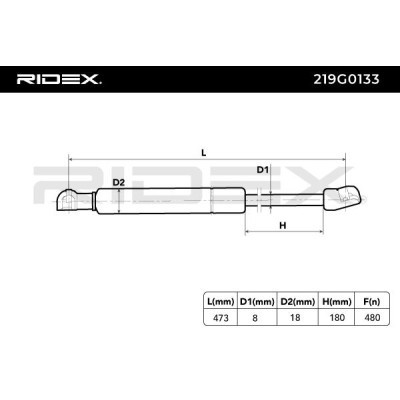 Gas Spring, boot-/cargo area RIDEX 219G0133 219G0133 - photo 3