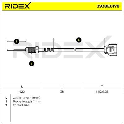 Exhaust gas temperature sensor RIDEX 3938E0178 3938E0178 - photo 6