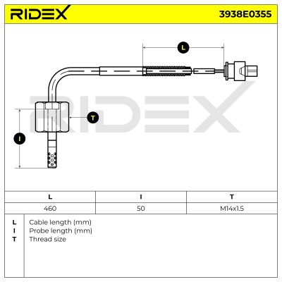 Exhaust gas temperature sensor RIDEX 3938E0355 3938E0355 - photo 6