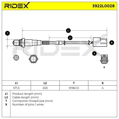 Lambda (Oxygen) Sensor RIDEX 3922L0028 3922L0028 - photo 5