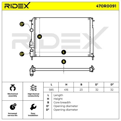Radiator, Engine Cooling RIDEX 470R0091 470R0091 - photo 7