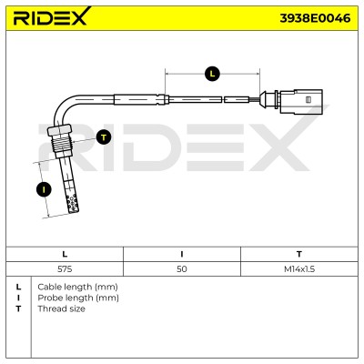 Exhaust gas temperature sensor RIDEX 3938E0046 3938E0046 - photo 6