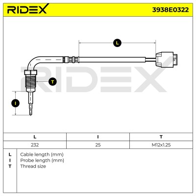 Exhaust gas temperature sensor RIDEX 3938E0322 3938E0322 - photo 6