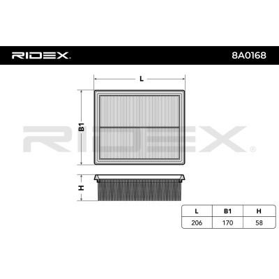 Air Filter RIDEX 8A0168 8A0168 - photo 6